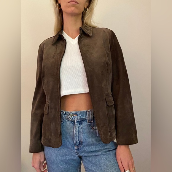 Liz Claiborne Jackets & Blazers - Vintage Liz Claiborne Genuine  Suede Leather Jacket, Brown Suede 🤎